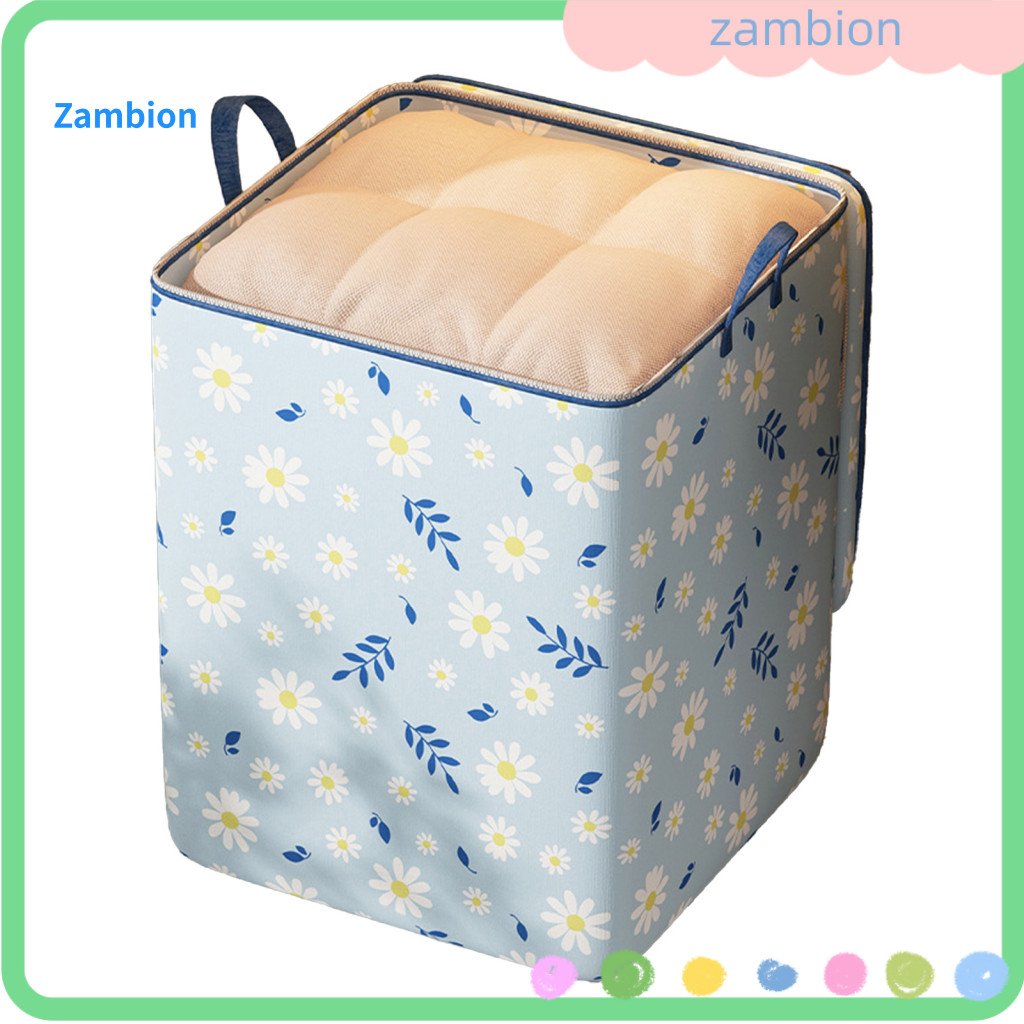 Storage Bag for Clothes Dust-proof Capacity Floral Comforter with Zipper Foldable Organizer for Bedding Pillows – for