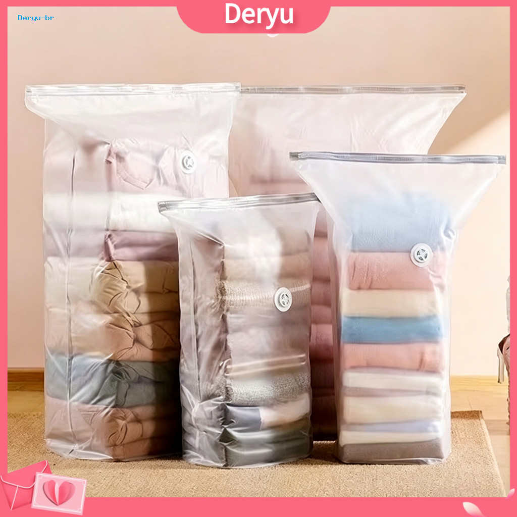 Vacuum Storage Bags Travel Packing Organizers 2pcs Seal for Clothes – No Pump Needed Transparent Space-saving Compress