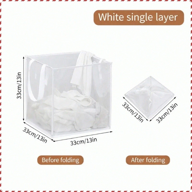 [Large Capacity] Square Laundry Hamper with Mesh Handles - Foldable Dirty Clothes Storage - Organizer/Basket/Home