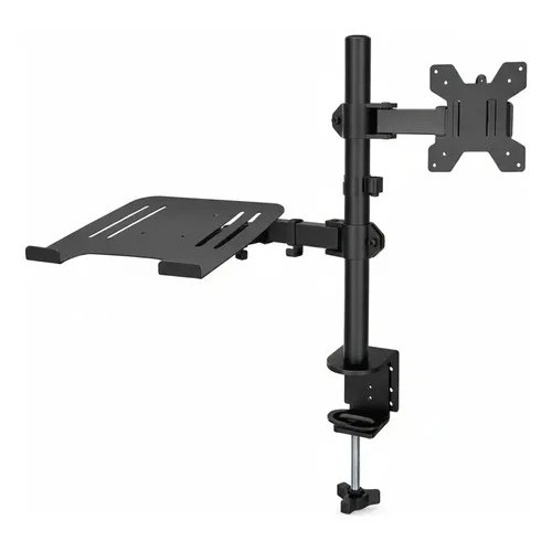 Suporte Articulado Duplo para Monitor e Notebook de Mesa Ergonômico Preto com NF
