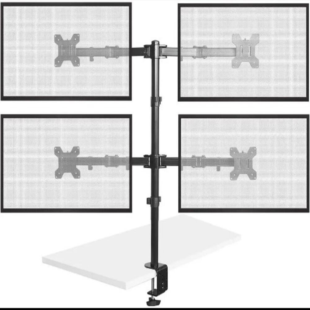 SUPORTE AJUSTAVEL ARTICULADO PARA 4 MONITORES OU TV BRAÇO DE MESA GAMER UNIVERSAL BANCADA ESTUDIO PODCAST LUXO