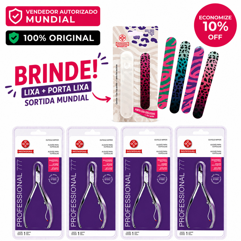 Kit 4 Alicates Mundial 777 Professional – Qualidade Profissional para Manicure