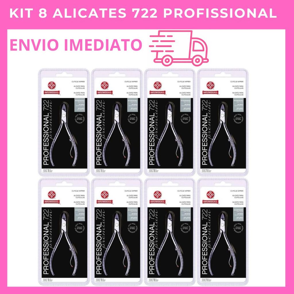 Kit 8 Alicates Mundial 722 Professional Premium – Manicure Profissional Original