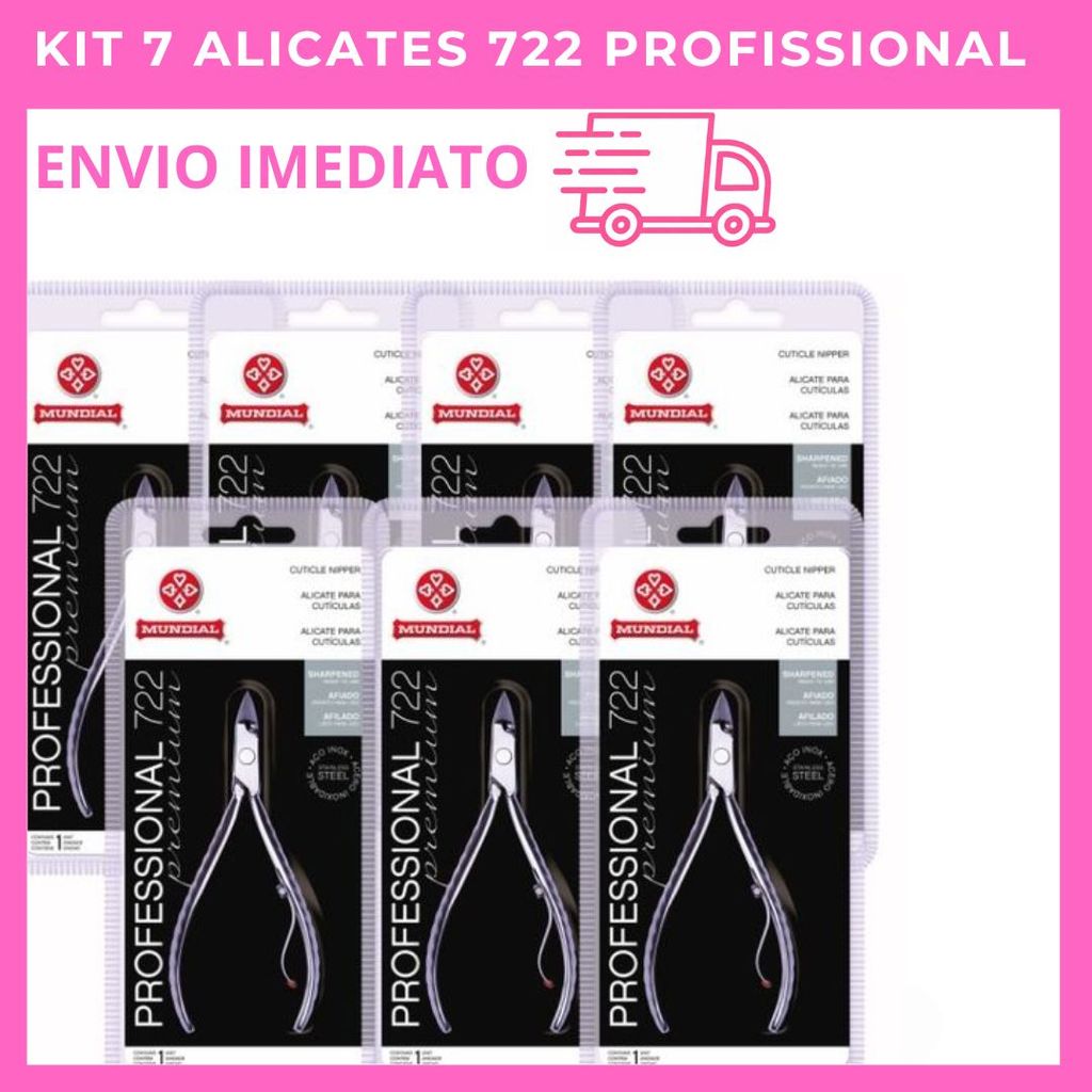 Kit 7 Alicates Mundial 722 Professional Premium – Manicure Profissional Original