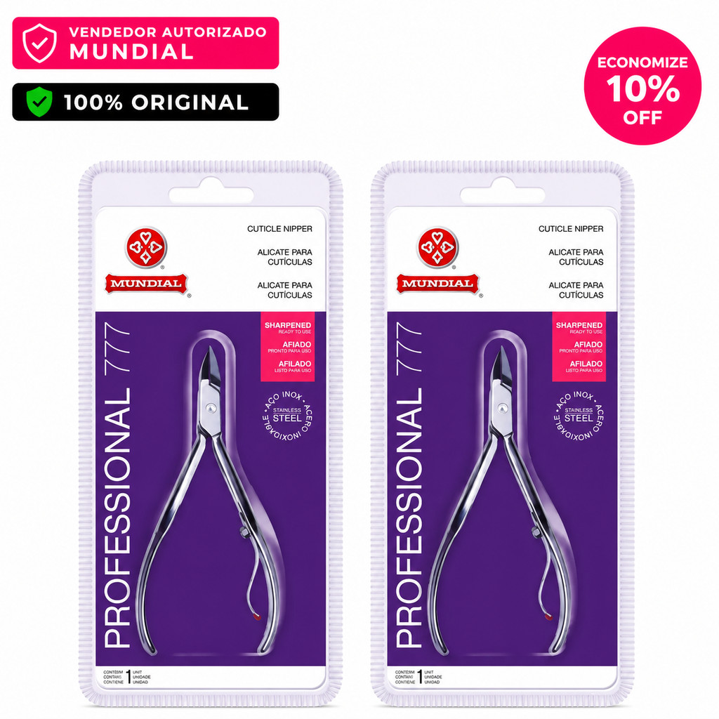 Kit 2 Alicates Mundial 777 Professional Premium – Alta Precisão para Manicure