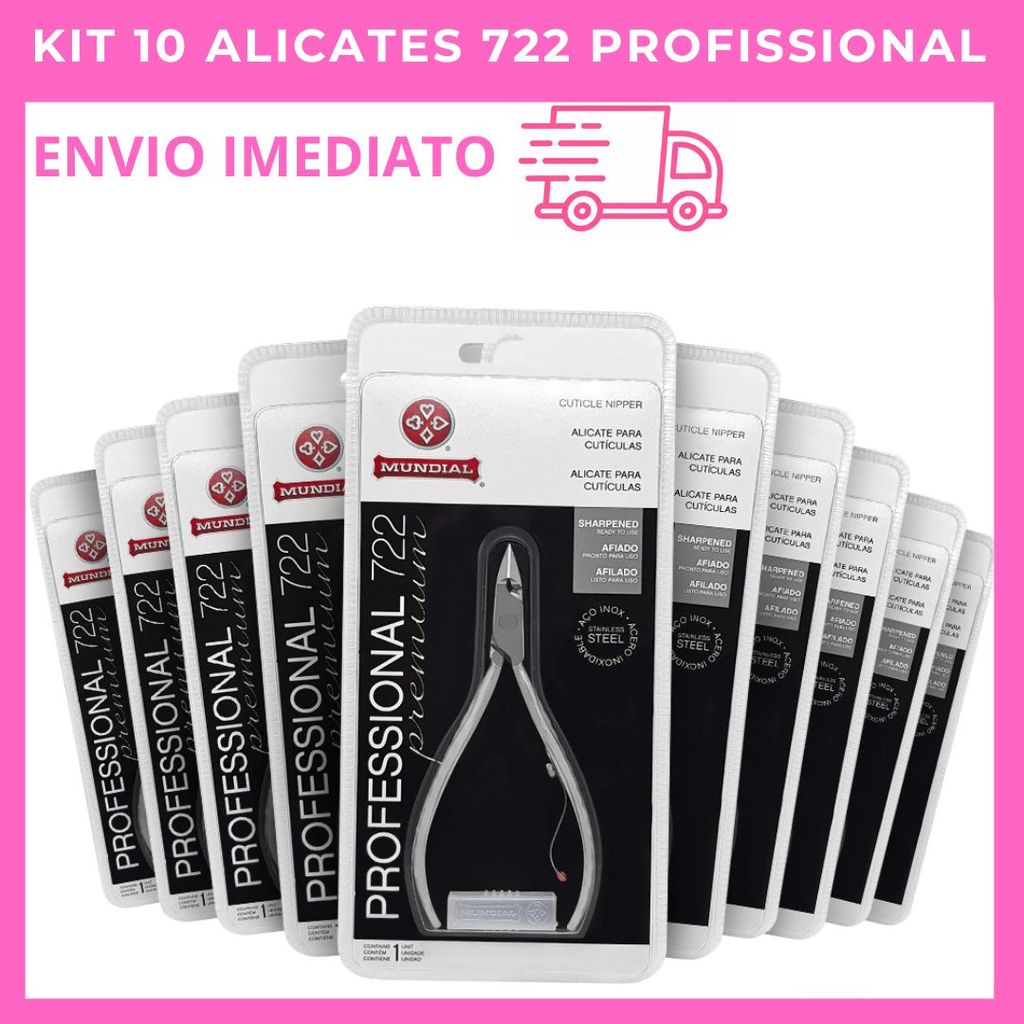Kit 10 Alicates Mundial 722 Professional Premium – Manicure Profissional Original