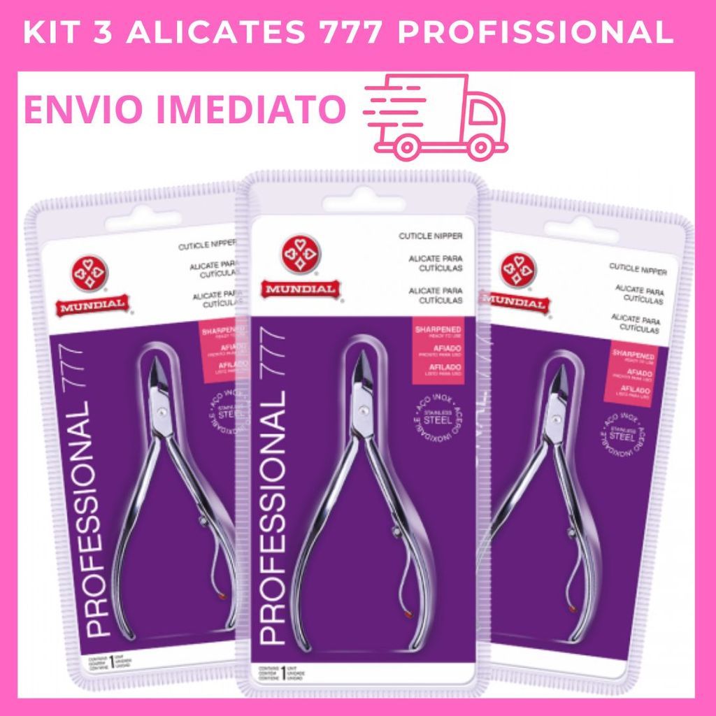 Kit 3 Alicates Mundial 777 Professional Premium – Manicure Profissional Original