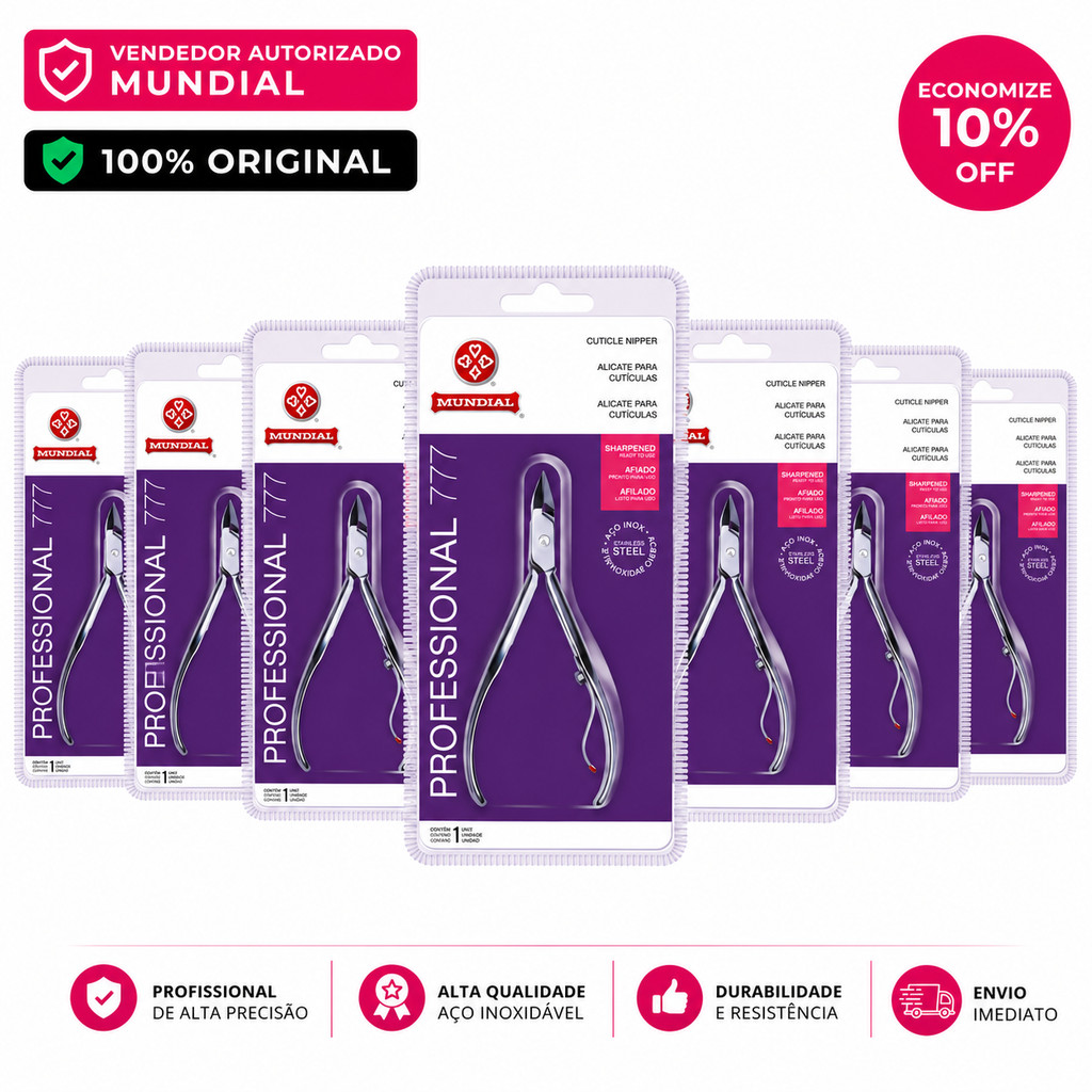 Kit 7 Alicates Mundial 777 Professional Premium – Manicure Profissional Original
