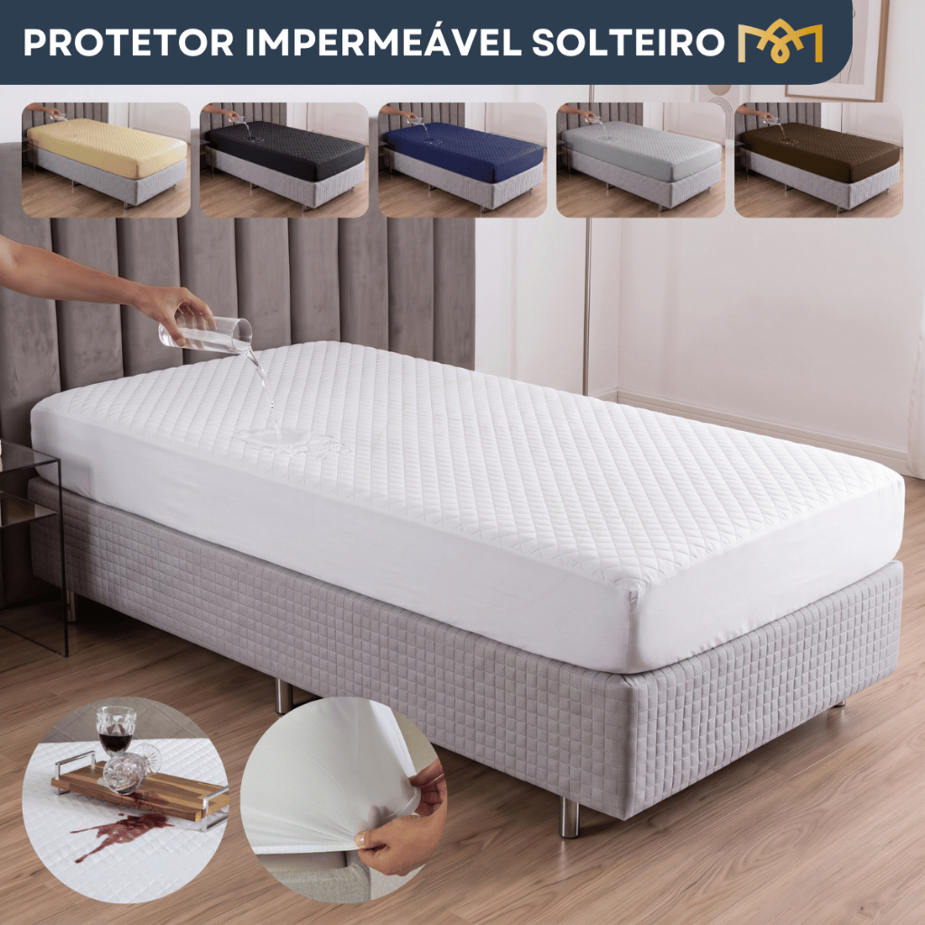 Capa Para Colchão Impermeável Protetor Super Silencioso Tecido Matelado Solteiro com Elástico