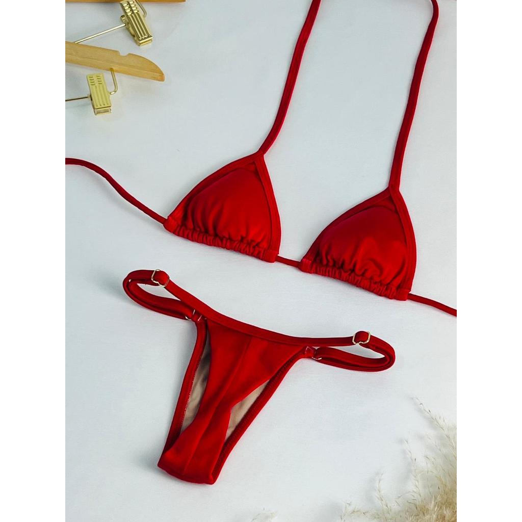Conjunto Biquíni Cortininha Fita Fio sex Feminino com Bojo Removível Forro Duplo Envio Rápido Praia