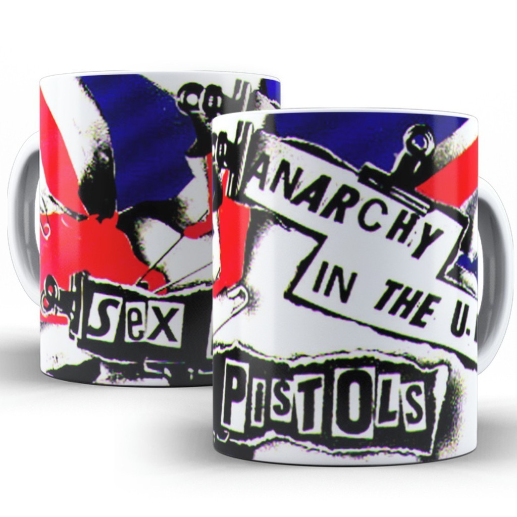 Caneca Branca Banda de Rock Sex Pistols Anarchy In The U.k