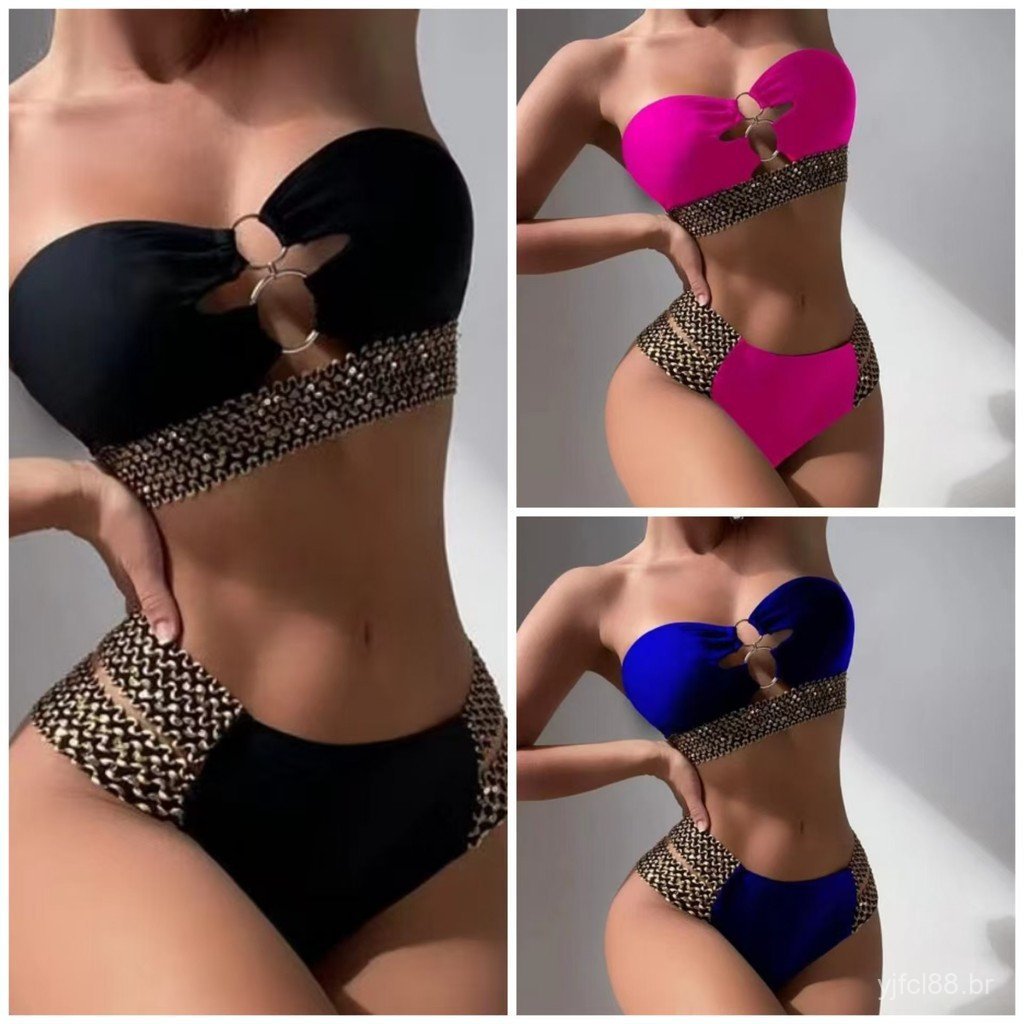 Biquíni de comércio exterior europeu e americano, modelo novo 2025, biquíni de duas peças para mulheres, estilo ins, sex