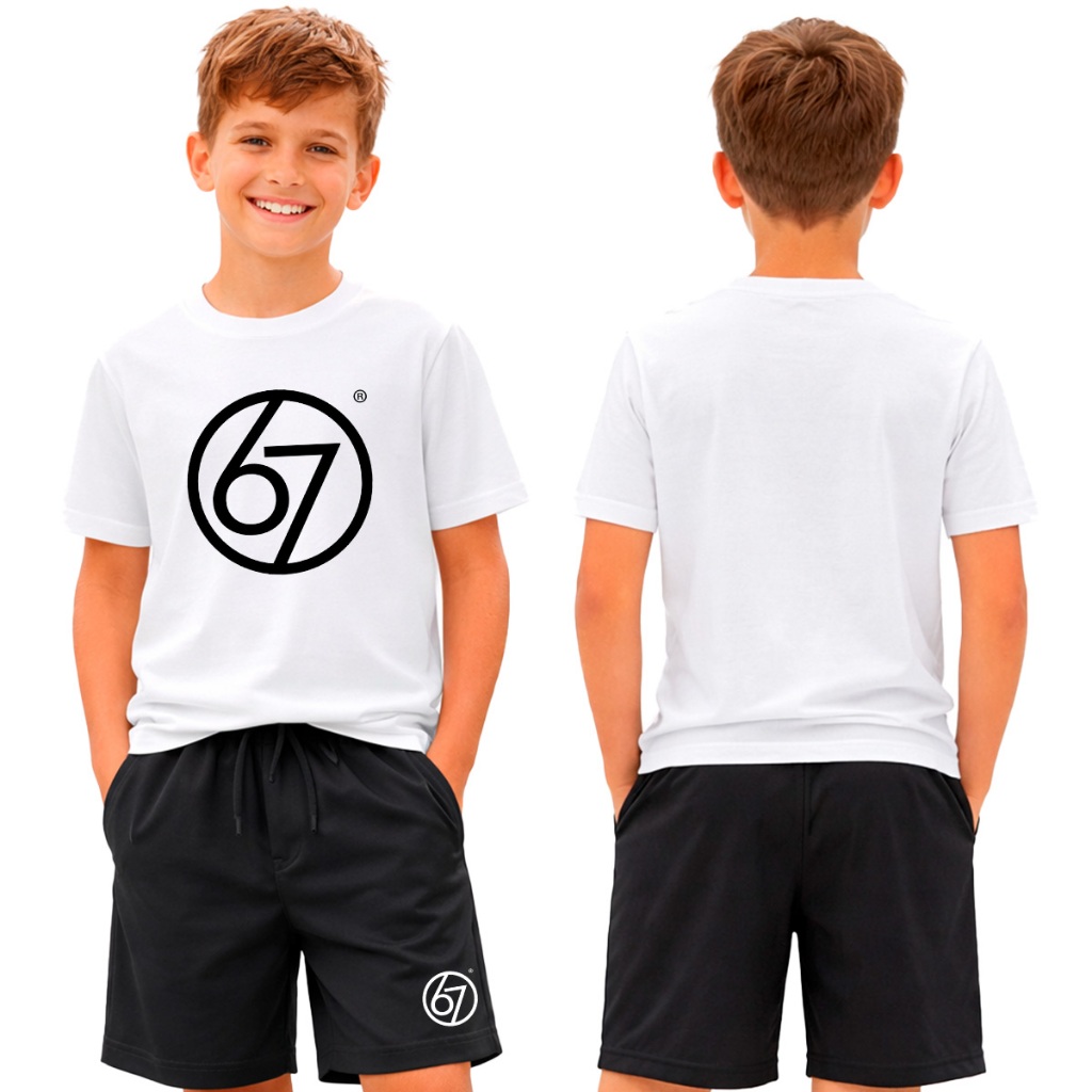 Kit Infantil 2 Peças Com 1 Camiseta e 1 Short Moletom Sex Seven Meme Streetwear Criança  Infantil Unissex