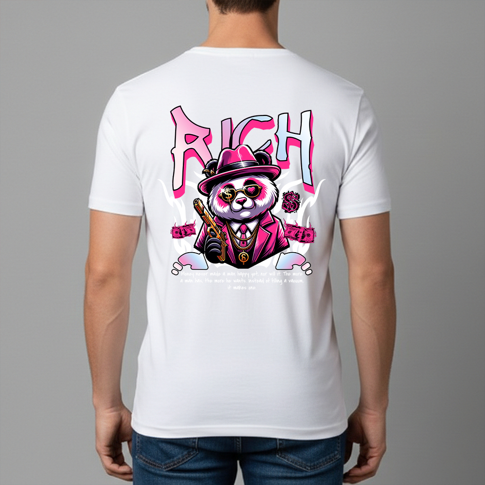 Camiseta Masculina Estampa Panda Rico Dry Fit Conforto Blusa T-Shirt Academia Tamanho P GG