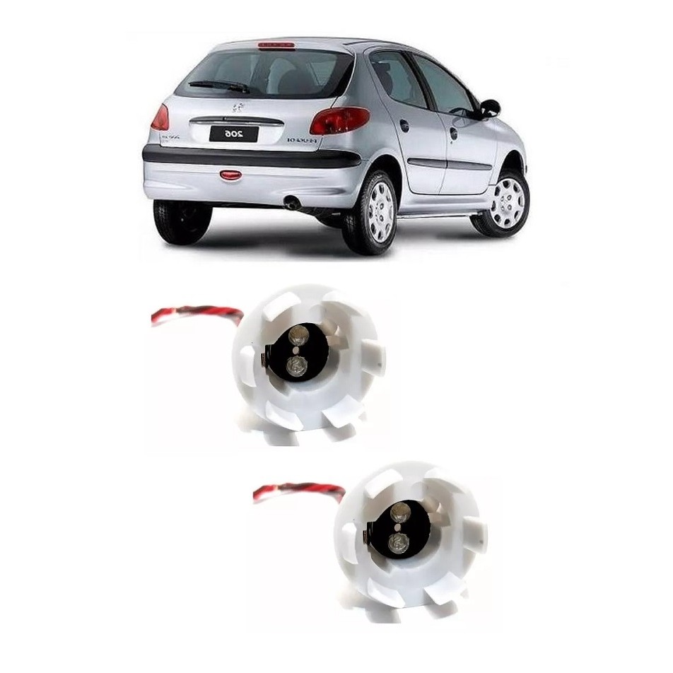 Par Soquete Lampada Lanterna Freio 2 Polos Peugeot 206 207 Todos os Anos