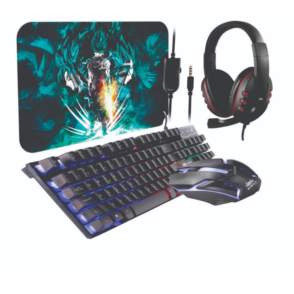 Kit 4 in1 Teclado E Mouse E Gamer fone E mouse pad 4 em1 Com Fio jogos competitivos FPS MOBA FREE FIRE PUBG