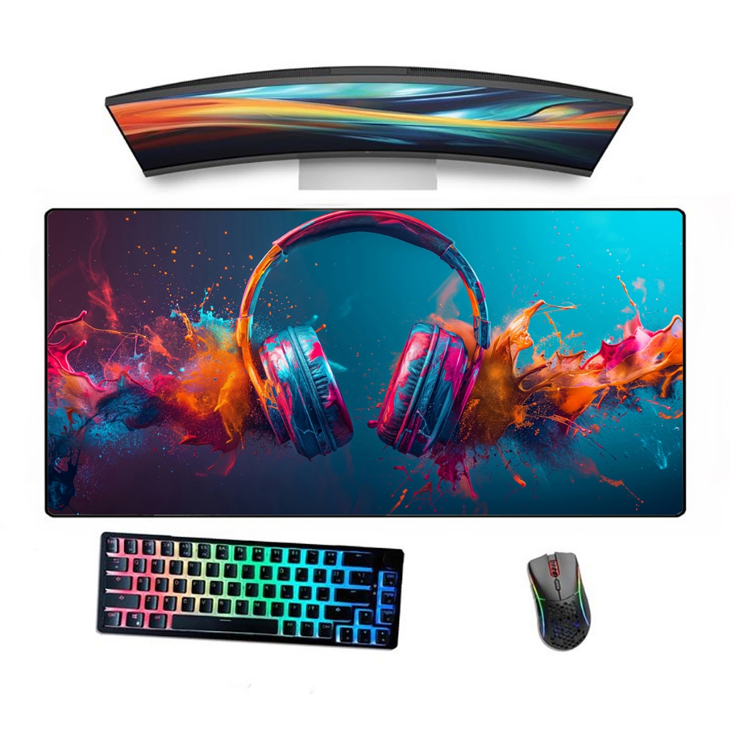 Mousepad Gamer Speed Borda Costurada Ergonómico Estampado Fone Tintas 3d