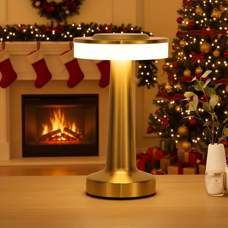 Candeeiro de mesa LED de Metal portátil, controle de toque de 3 cores Avaliação da loja - Ouro Rosa