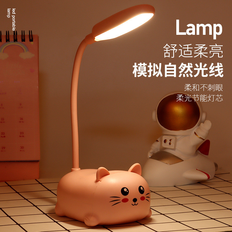 Mangueira de desenho animado dos desenhos animados LED Candeeiro de mesa Dormitório estudantil Candeeiro de mesa de leit