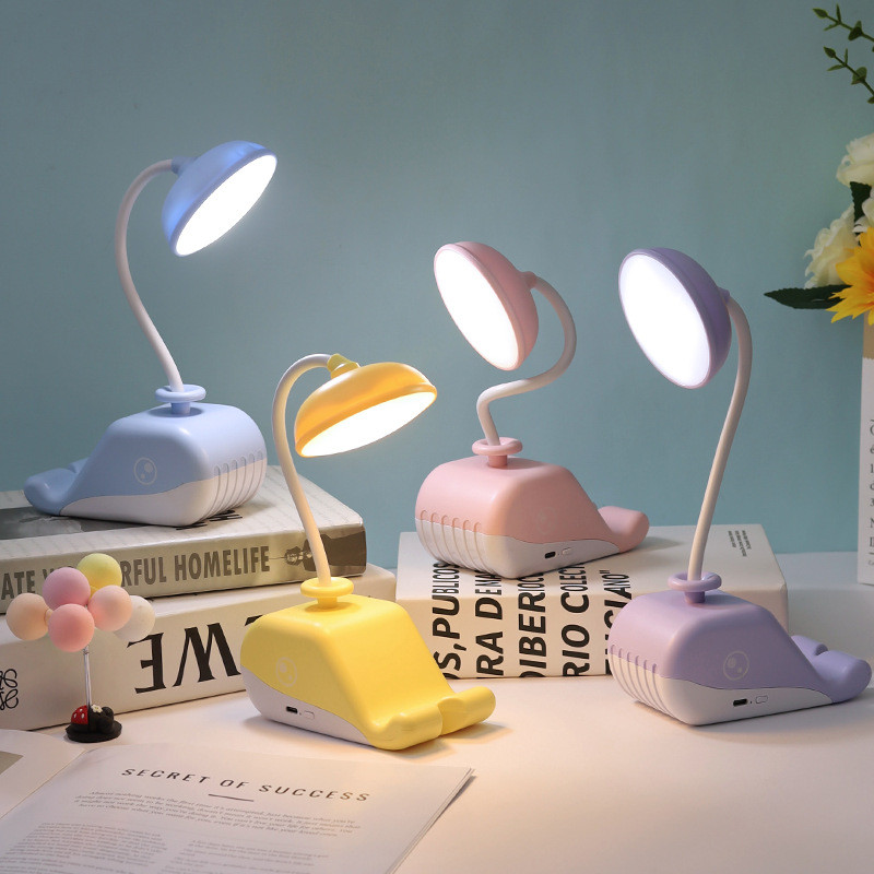 Mini carregamento led candeeiro de mesa dormitório estudante lâmpada leitura dos desenhos animados mangueira dobrável us