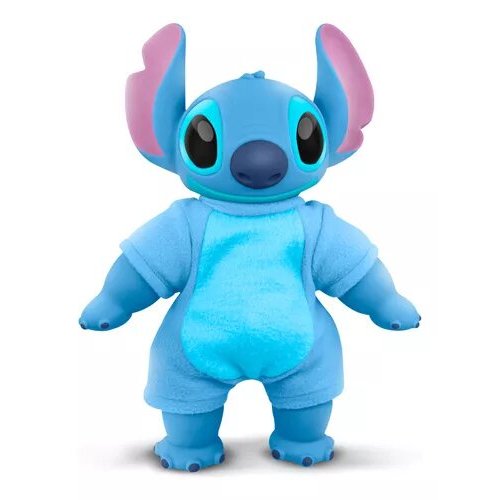 Boneco pelucia vinil Stitch Vinil   musical Brinquedos Cor Azul com 35 cm