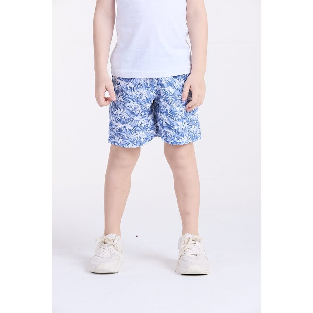 Bermuda Infantil Tactel Dinos Azul
