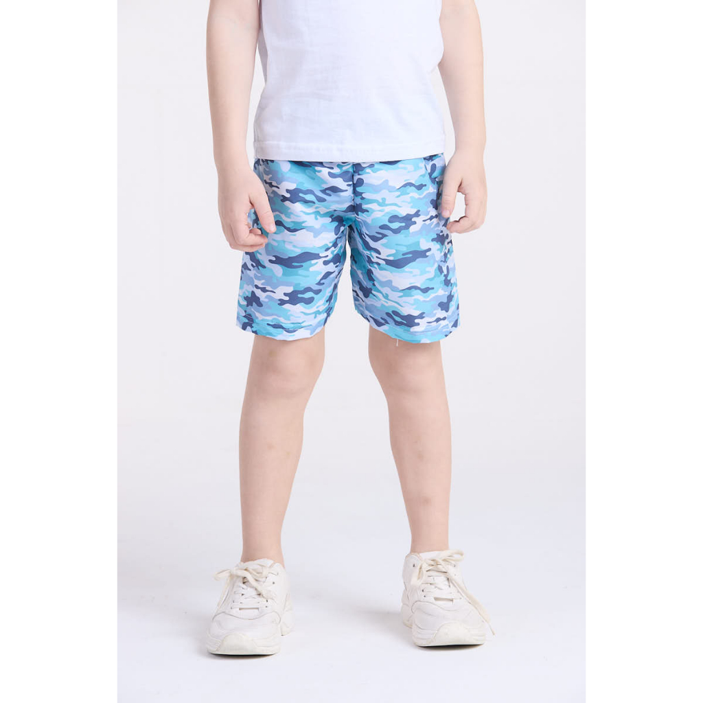 Bermuda Infantil Tactel Camuflado Azul