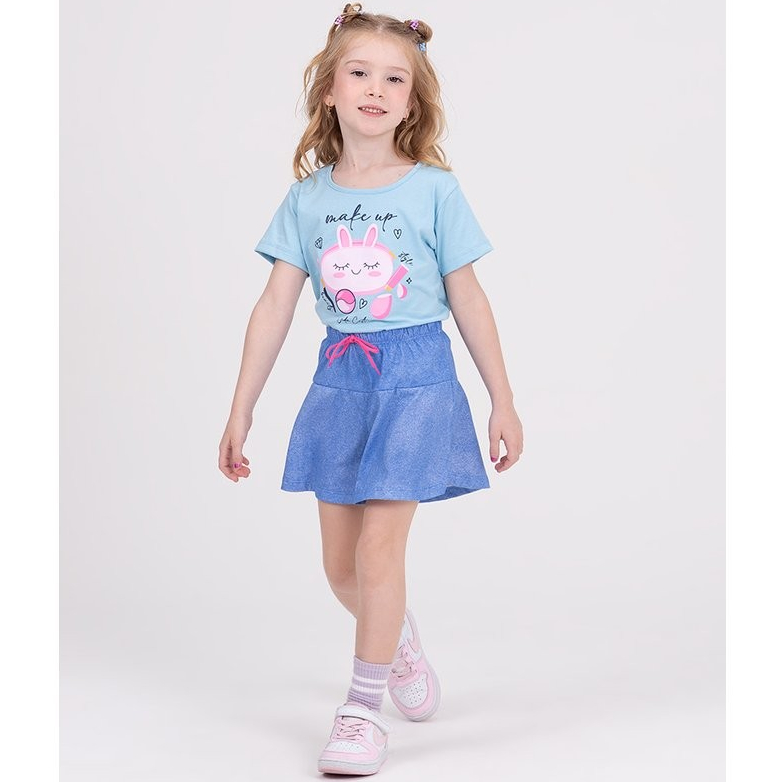 Conjunto Infantil Coelho Babados Azul