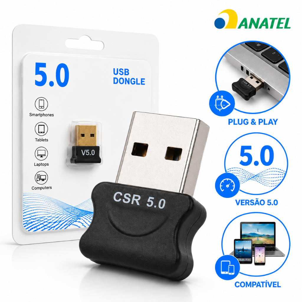 Adaptador USB Bluetooth 5.0 Wireless Para Computador Notebook
