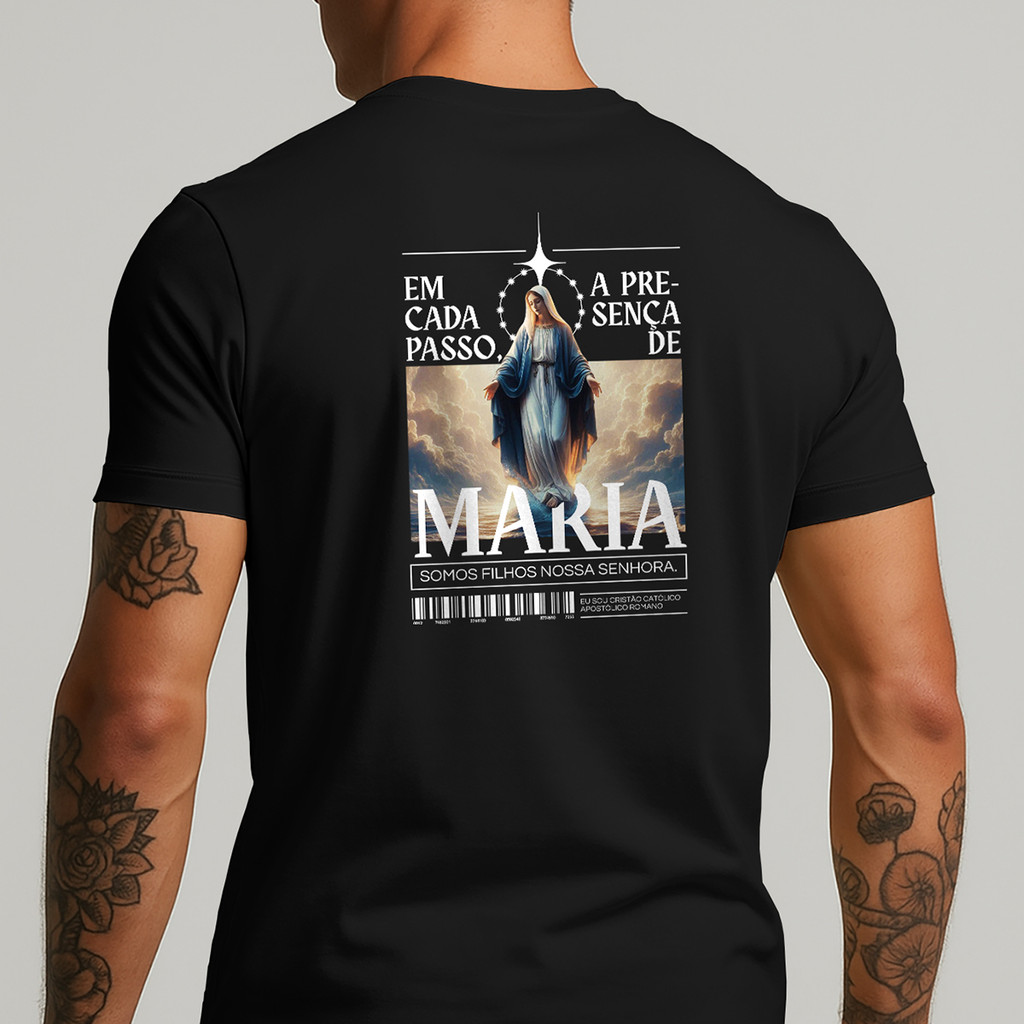 Camiseta Masculina Maria Religiosa Streetwear Estilosa Casual