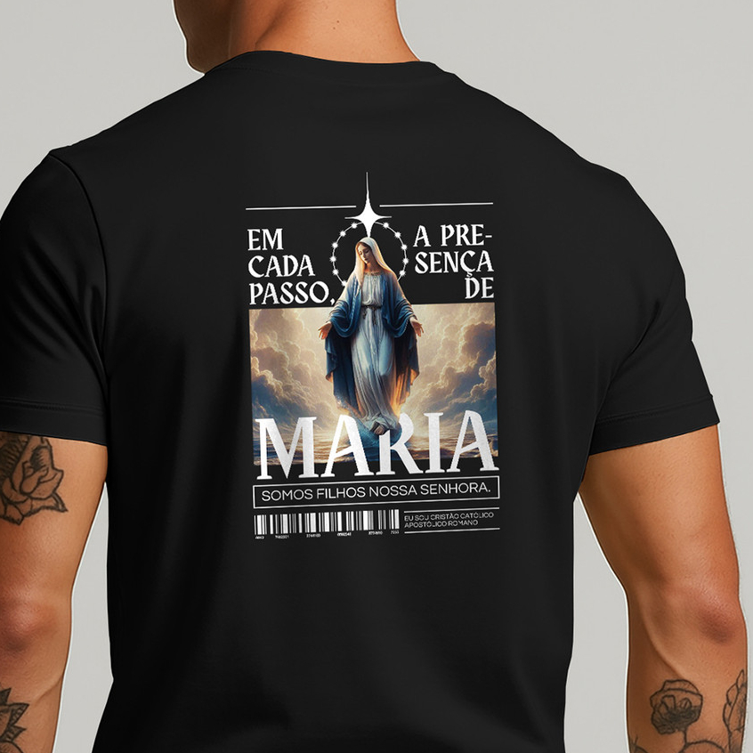 Camiseta Masculina Maria Católica Religiosa Streetwear Casual Algodão 100% Premium