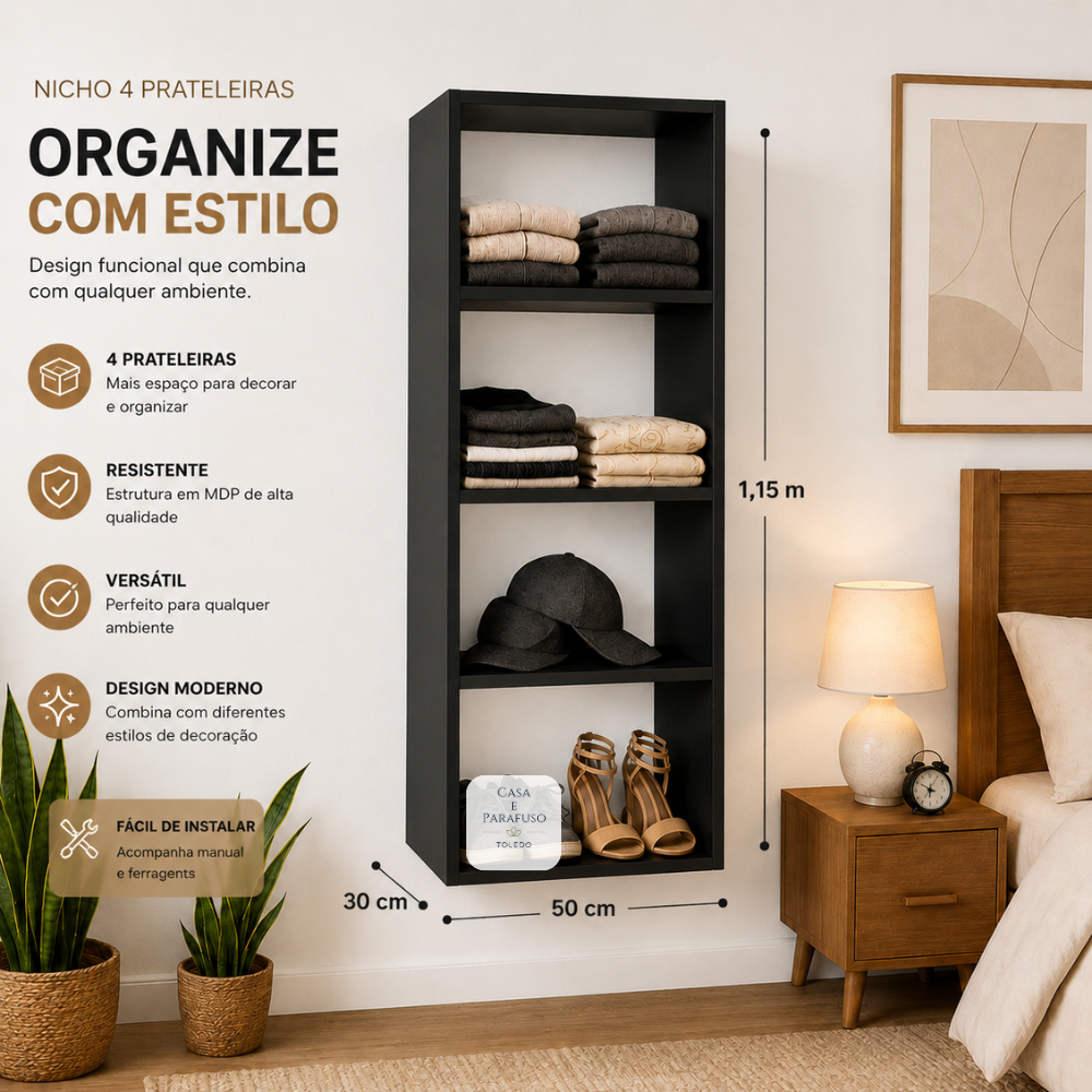 Closet Suspenso De Parede Nichos Organizador Multiuso --71