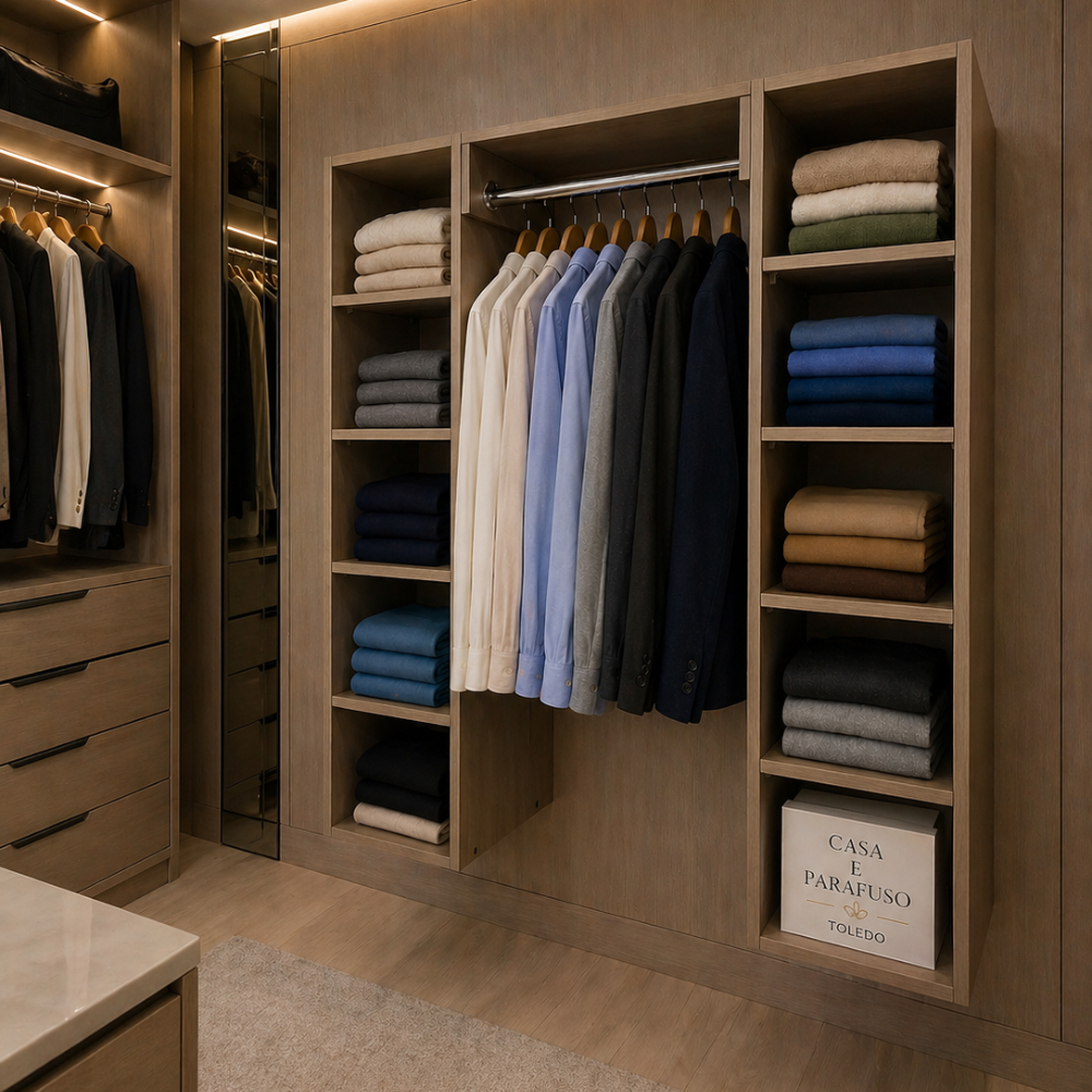 Closet Suspenso Sapateira Arara Aberto Com Cabideiro Organização e Praticidade para seu Quarto- 88