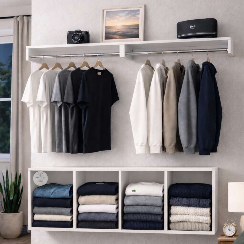 Guarda Roupa Suspenso Arara Cabideiro Closet Moderno- Organização e Praticidade para seu Quarto- 100