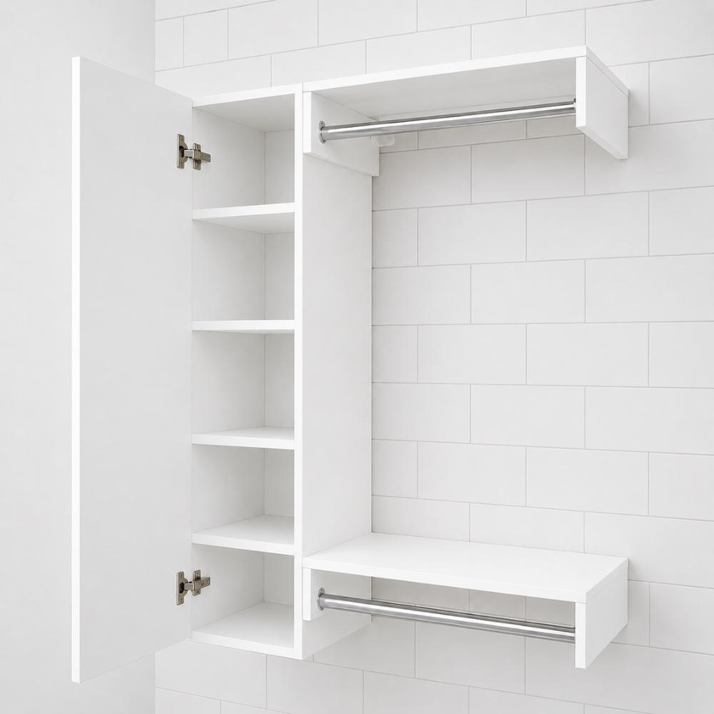 Guarda-Roupa Suspenso Com Porta e Cabideiro–Organização  Praticidade para Quarto, Lavadeira---101