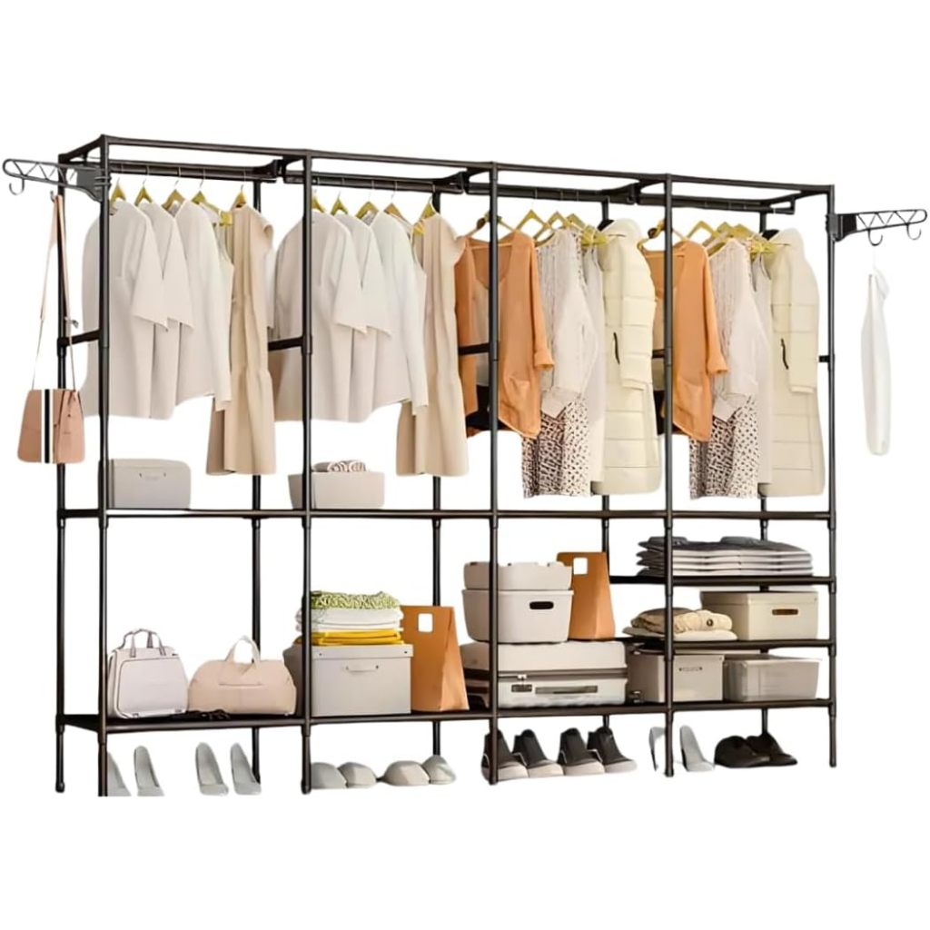 Arara Armário Sapateira Cabideiro 4 Colunas Organizador 10 Prateleiras  Closet Quarto Casal Grande