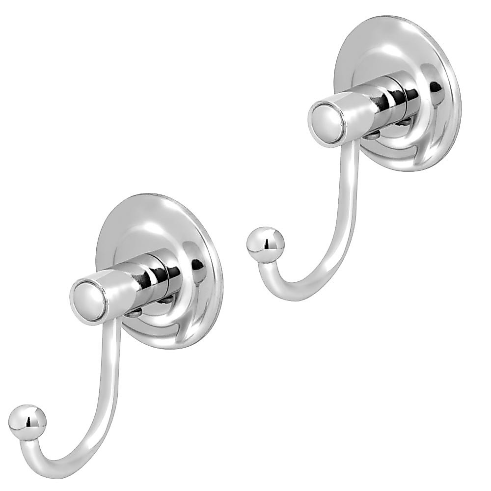Kit 2 Gancho Cabideiro Porta Toalha Banheiro Parede Metal Cromado Suporte Pendurador Roupa Roupão