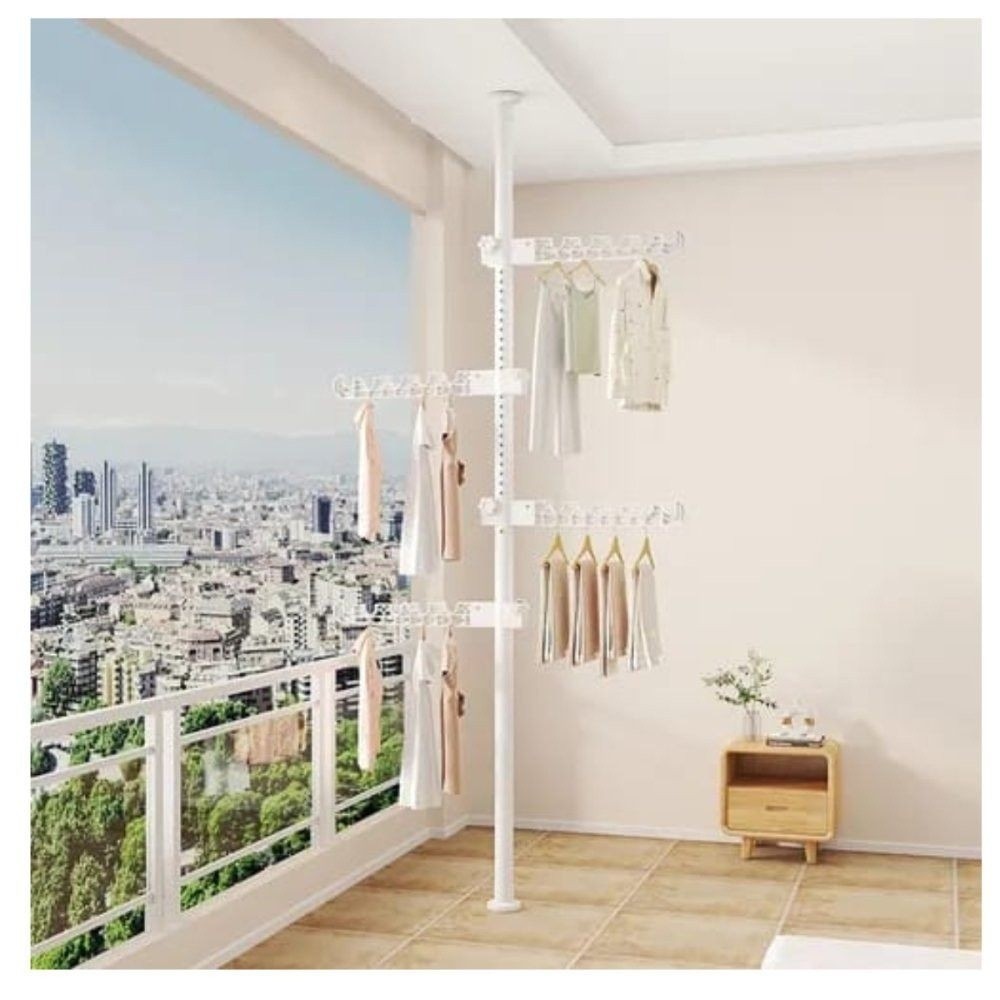 Cabideiro Vertical 4 Braços Branco Organizador Roupas Bolsas Chapéus