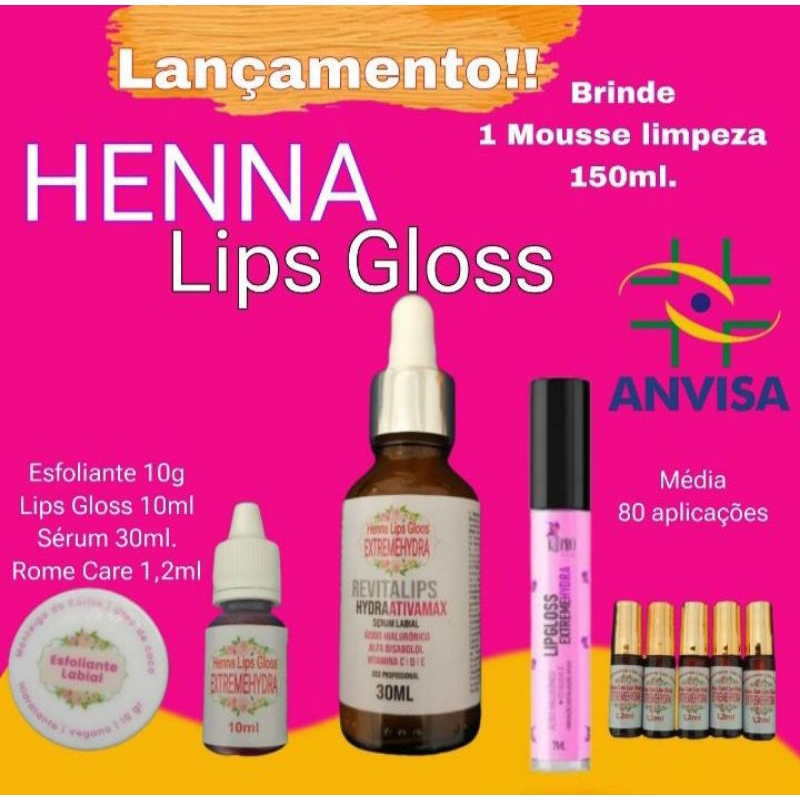kit Henna lábial tratamento hidragloss colors liptint