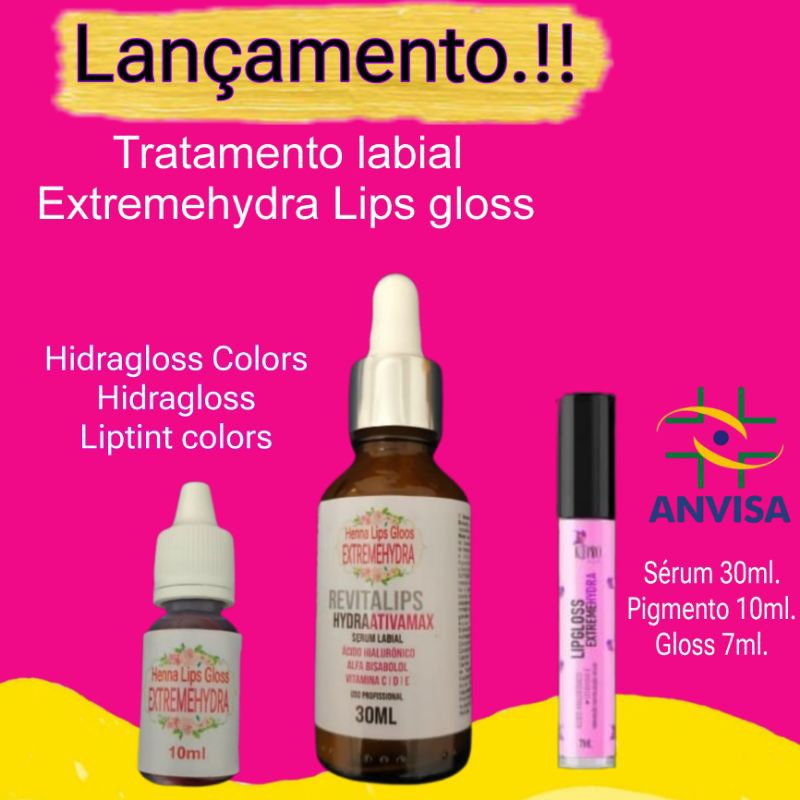 kit Henna lábio hidragloss colors kollors liptint