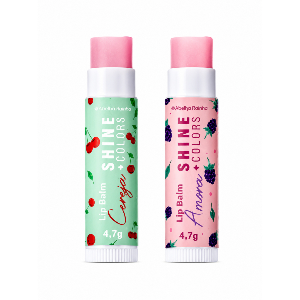 Kit 2 Lip Balm FPS15 Amora e Cereja Hidratante Labial Protetor Solar Brilho Natural 4,7g