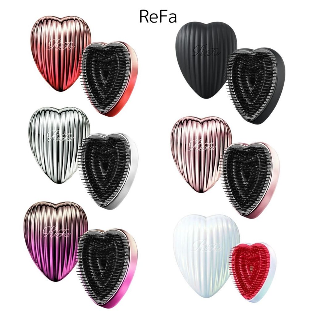 ReFa Heart Brush Ray | 6 Colors Detangling Triple Layer Pins Anti Static Scalp Care Glossy Hair Mirror Cover from Japan