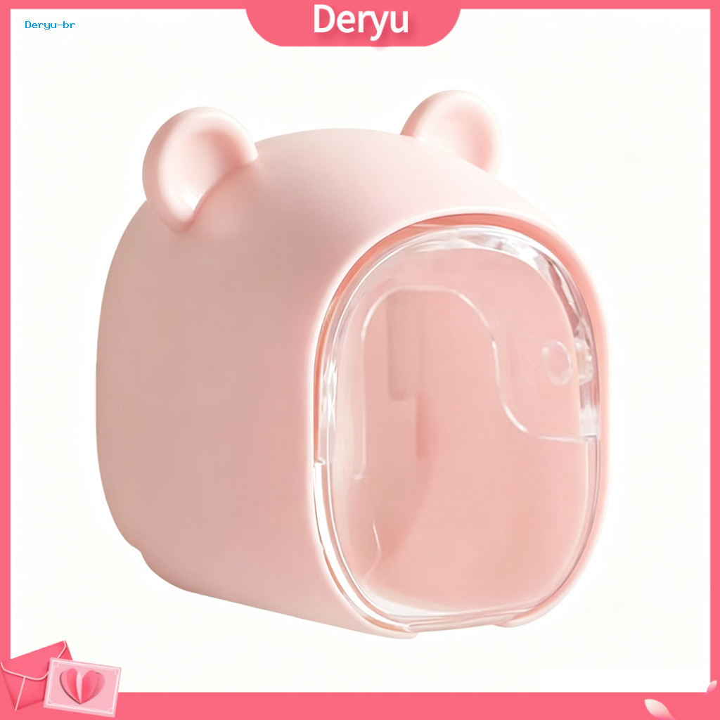 Hygienic Brush Protector Wall Mounted Toothbrush Holder Cute Bear Wall-mounted with Dustproof Flip Cover Drill-free Bath