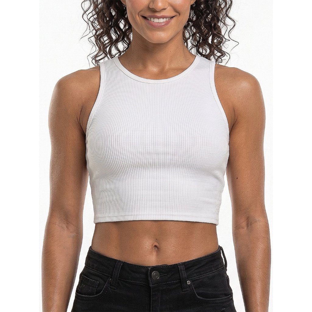 Cropped Regata Canelado Tee Branca