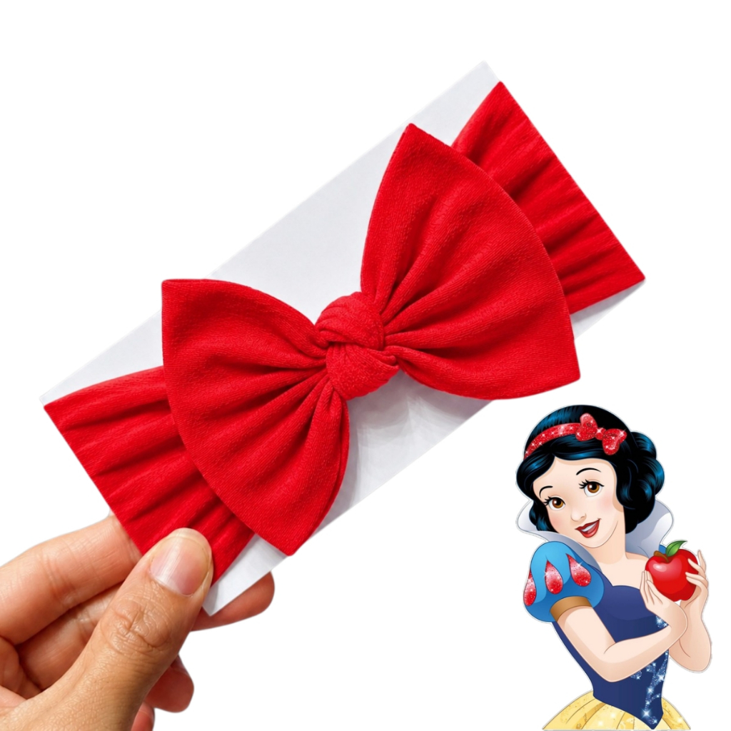 Faixa com Laço Nó Meia de Seda Branca de Neve Mêsversário Bebê Infantil Acessório de Cabelo Newborn
