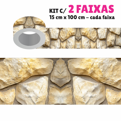 Faixa Decorativa Kit com 2 Faixas Papel de Parede Border Faixa Adesiva Decoração - PEDRAS BRANCAS PEB221