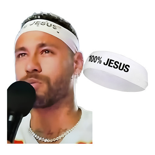 3 Faixas De Cabelo Masculina 5x22 100% Jesus Bandana Branca Qualidade