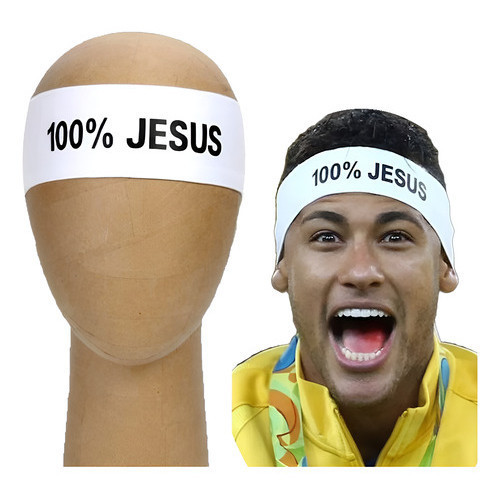 Faixa De Cabelo Unisex 5x22 100% Jesus Bandana Branca 1 Unid Qualidade