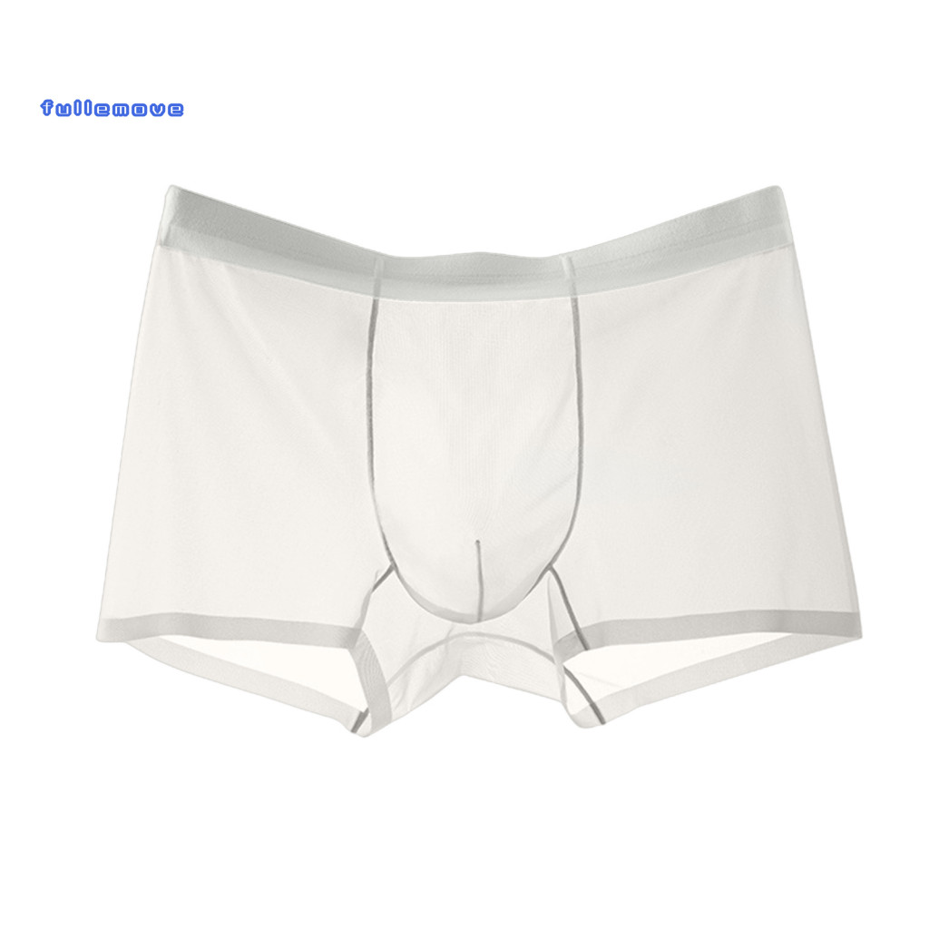 Tight Cut Boxer Briefs High Elasticity Men Underwear Men's Ice Silk Ultra Thin Transparent Seamless Mid-rise Elastic Wai