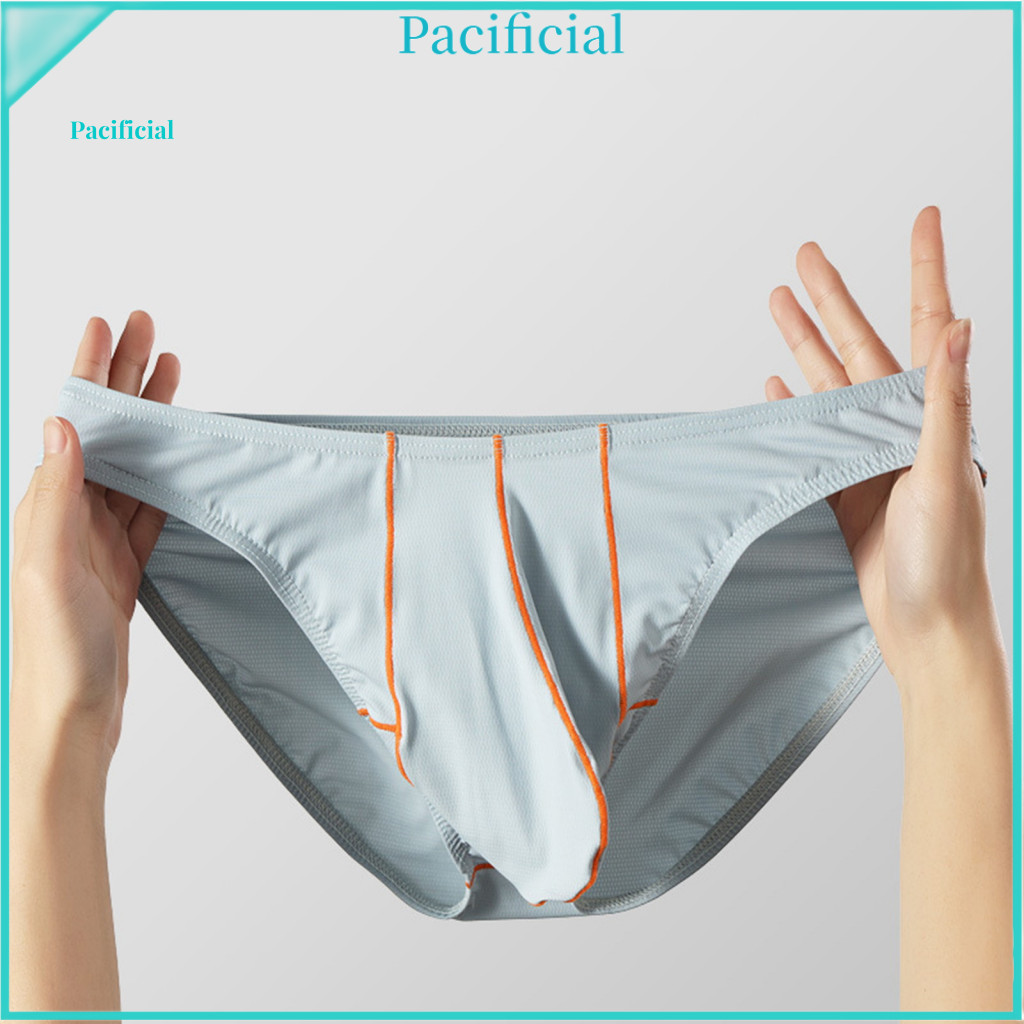 Moisture-wicking Men Underwear Ice Silk Briefs Men's Ultra-thin Low-rise Elastic Comfortable Summer Solid Color 3d Eleph